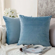 2x Cuscini Decorativi Piuma 45x45 cm Blu