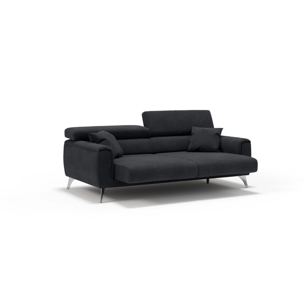 Caravaggio Divano con sedute allungabili e poggiatesta reclinabili in tessuto impermeabile T02 199 cm nero