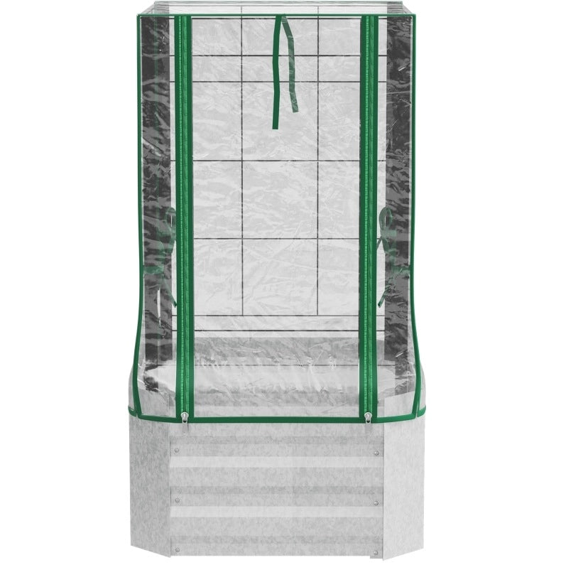 Set orto rialzato 3 in 1 con serra e griglia, 53x53x90 cm