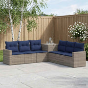 Set di divani 7 pz Grigio e Blu Navy Rattan sintetico e Acciaio 3448785