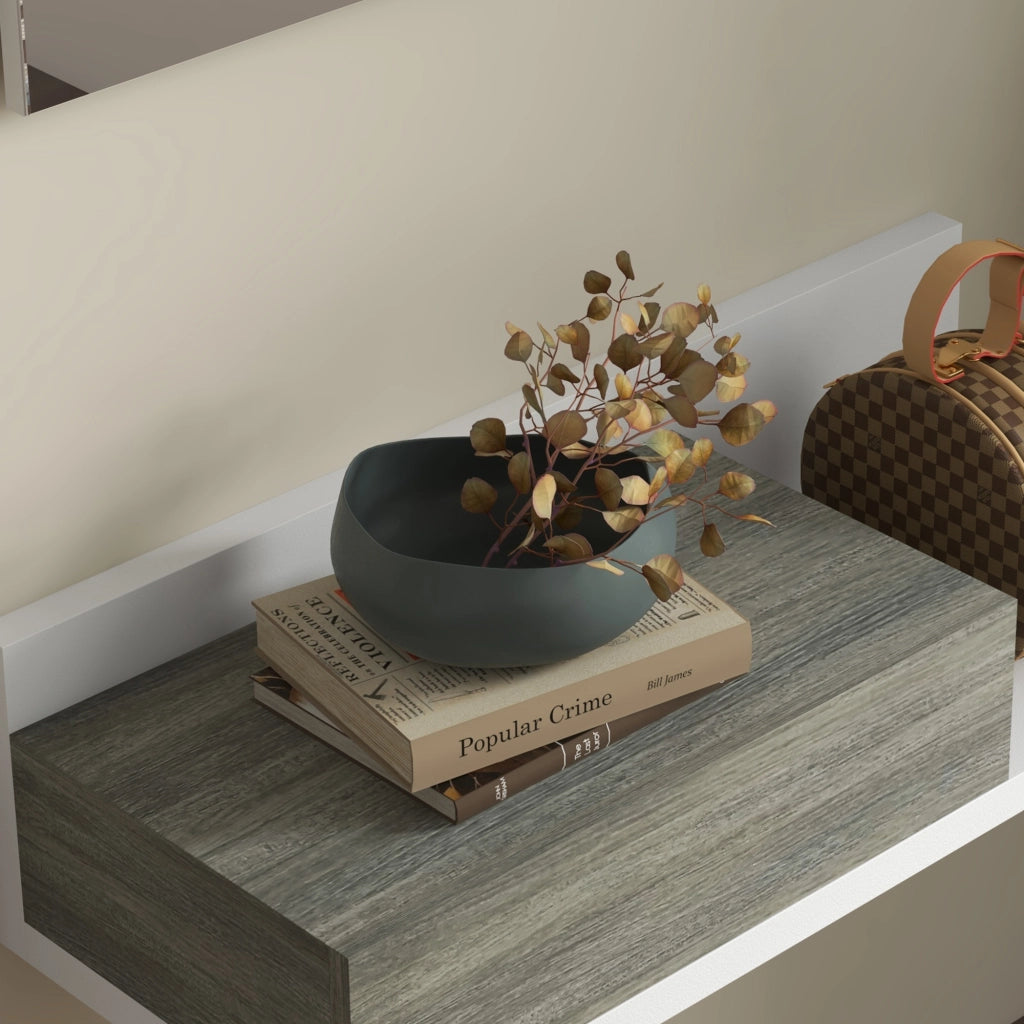 Mobile Ingresso con Specchio e Cassetto ¨C zephmum ¨C Grigio e Bianco 75x3.5x75 cm