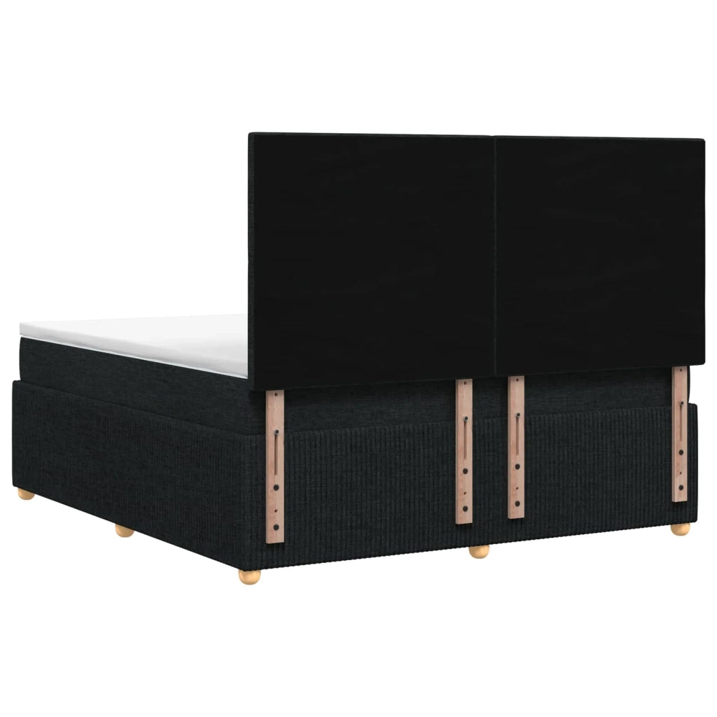 Letto Box Spring LED con Materasso Nero 140 x 200 cm Tessuto 3455883