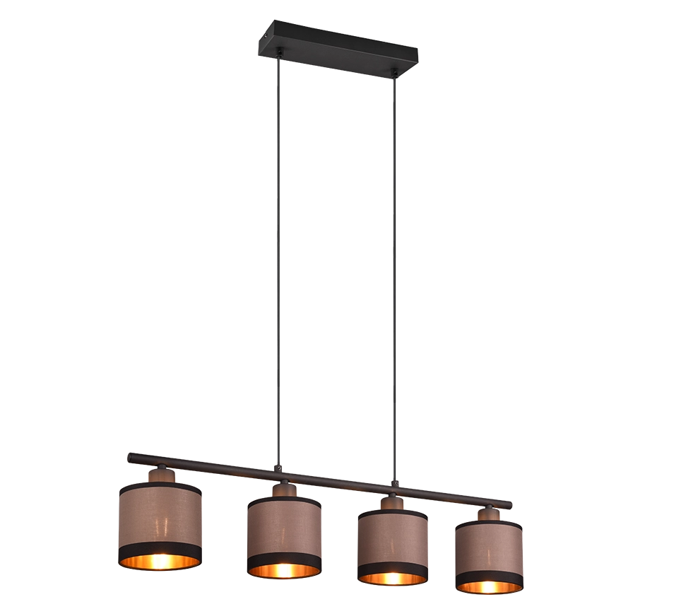 Lampada a sospensione 4 luci, metallo, nero opaco, 75x150x12 cm, Davos