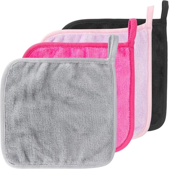 Microfiber Asciugamani per Rimozione del Trucco Reutilizzabili 20x20cm (4 pezzi) per Viso, Asciugamani per la Pelle Super Soffici e Senza Chimici per Tutti i Tipi di Pelle