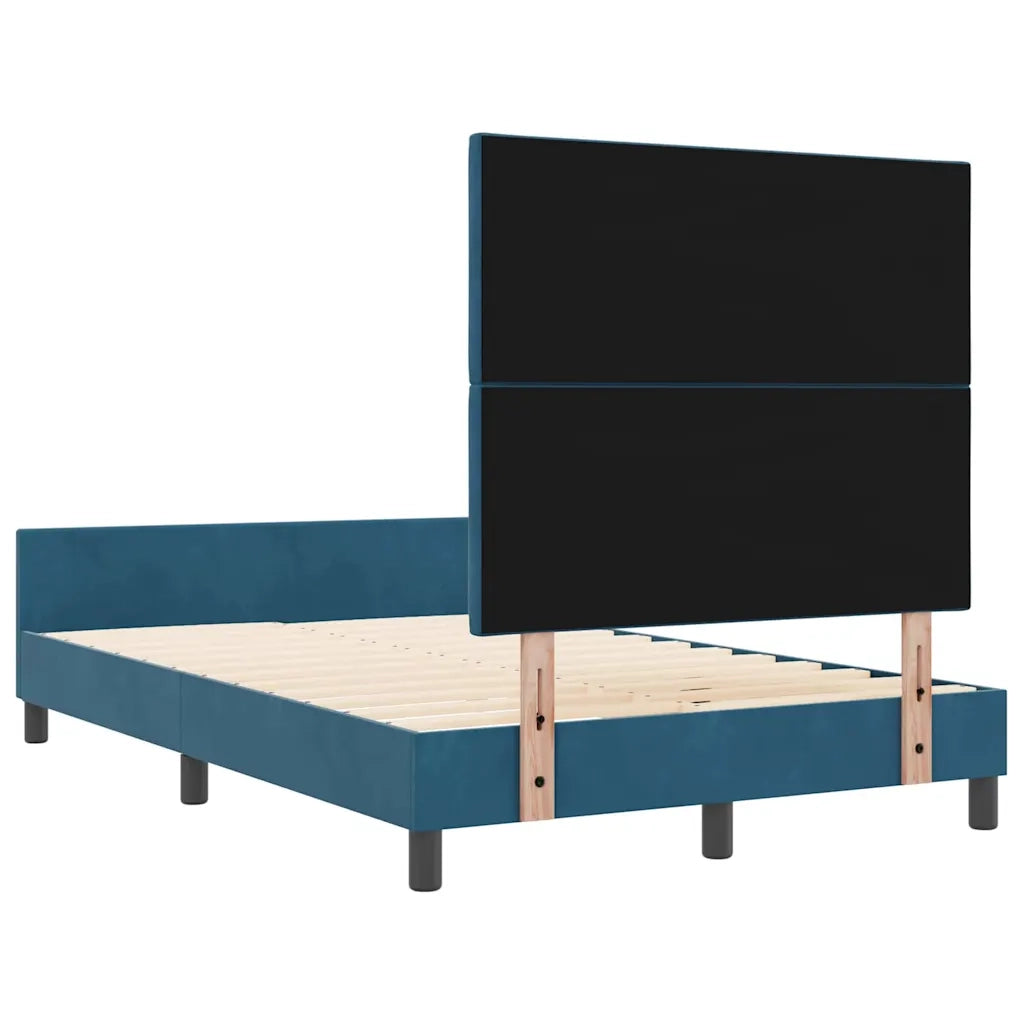 Letto matrimoniale | Letto per adulti | Letto a molle con testiera Blu Scuro 120 x 190 cm Velluto
