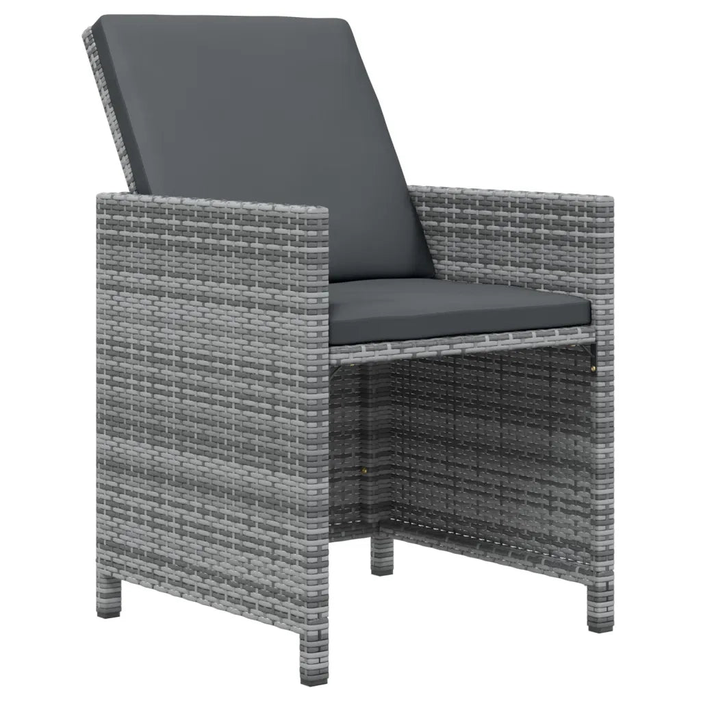Set Pranzo da Giardino 11 pz con Cuscini in Polyrattan Grigio 3095590