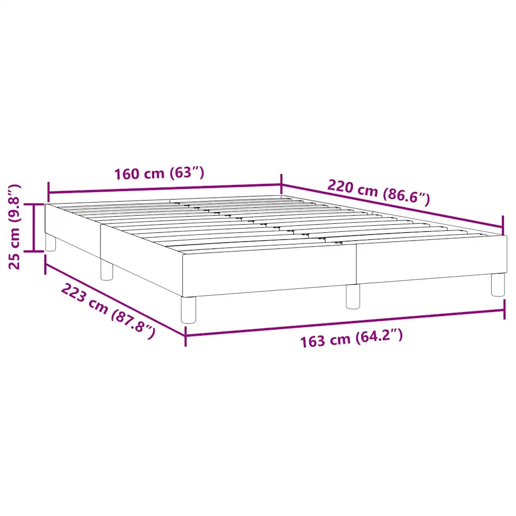 Letto a Molle senza Materasso Nero 160x220 cm in Velluto 3315881