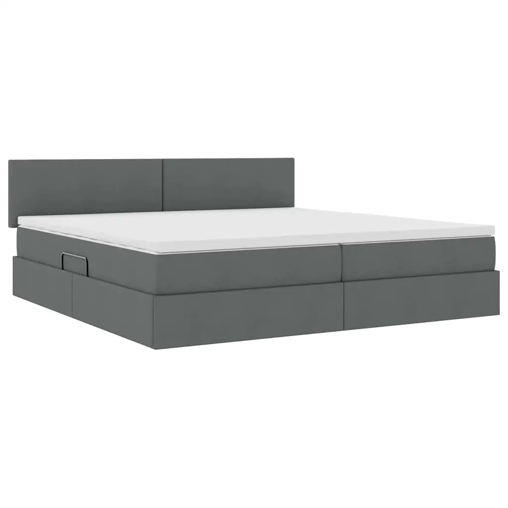 Letto con contenitore e materasso Grigio scuro 200 x 200 cm 3370468