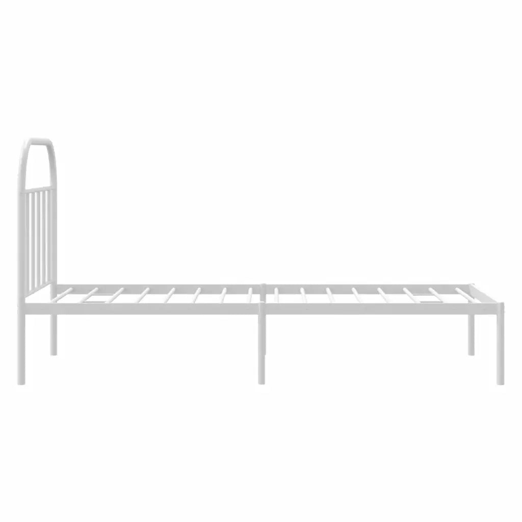Letto singolo | Letto per adulti | Giroletto con Testiera Metallo Bianco 90x200 cm