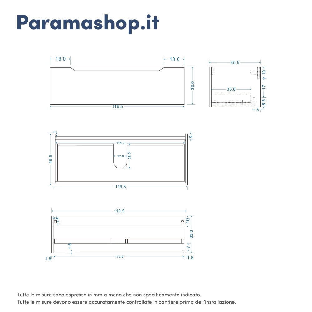 Mobile bagno sospeso 120cm smoke green opaco un cassettone con lavabo bianco opaco| Bako