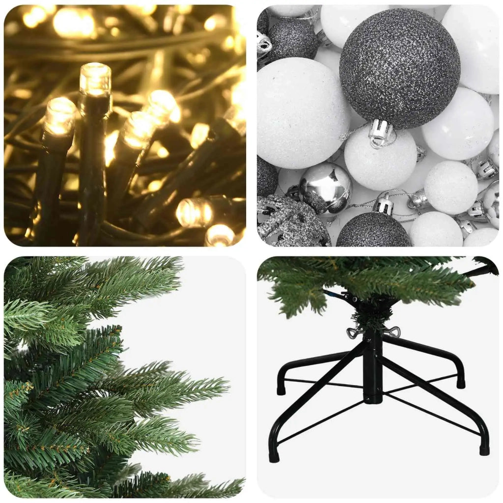 Albero di Natale artificiale con palline 120 cm 150 LED 3466151