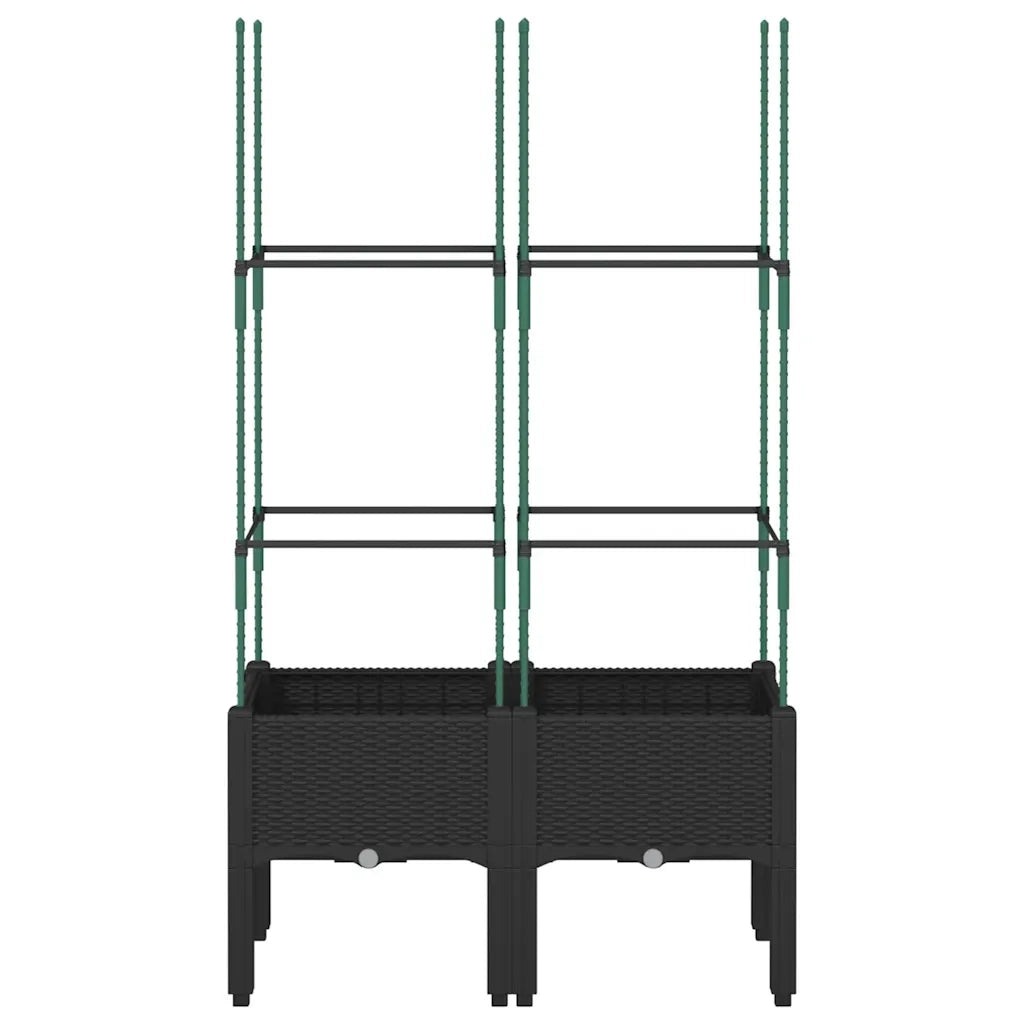 Fioriera da giardino con traliccio-Vaso da Esterno-Vaso con Griglia Nera 80x40x142,5 cm in PP