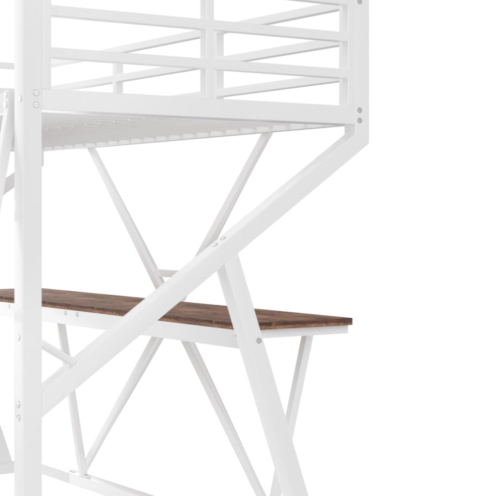 Letto a soppalco 90x200 con scrivania, scala e LED multicolore