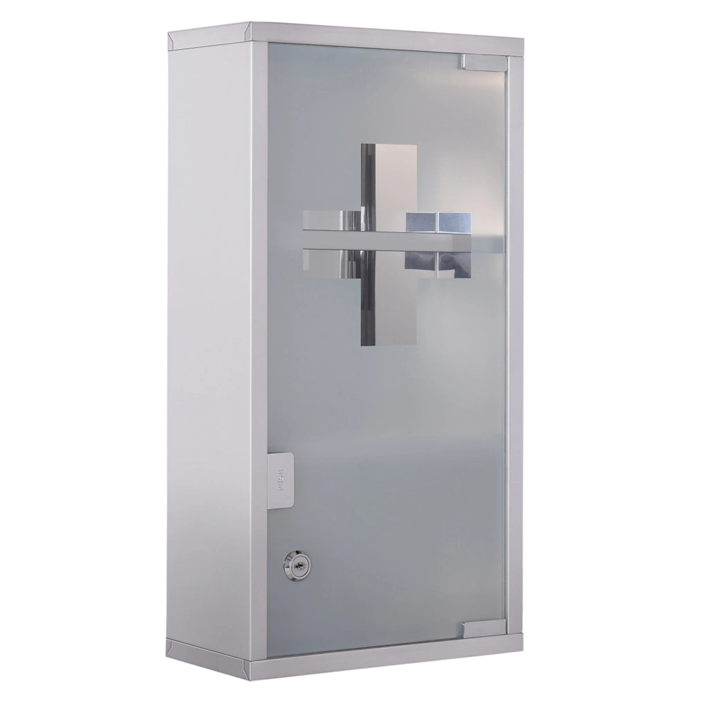 Armadio porta medicinali in acciaio inox con 3 ripiani, chiudibile a chiave, 25x12x48 cm, per uso domestico