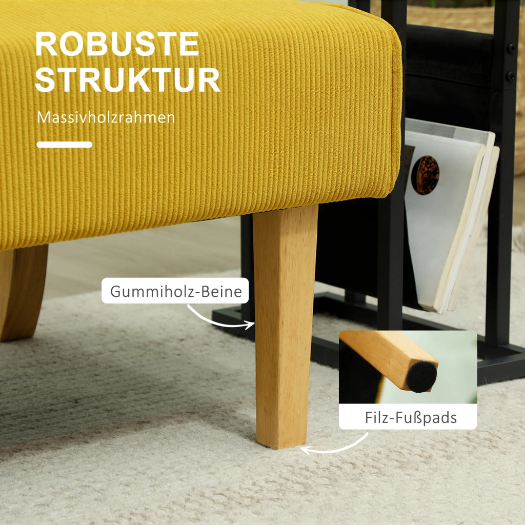 SOFA 2 posti 110x62x85 cm Giallo in poliestere