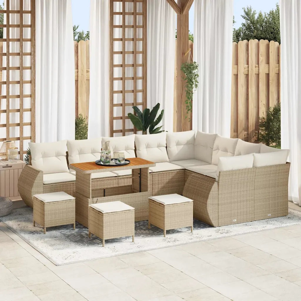 Set Divano da Giardino con cuscino 13 pcs beige e panna 3363871