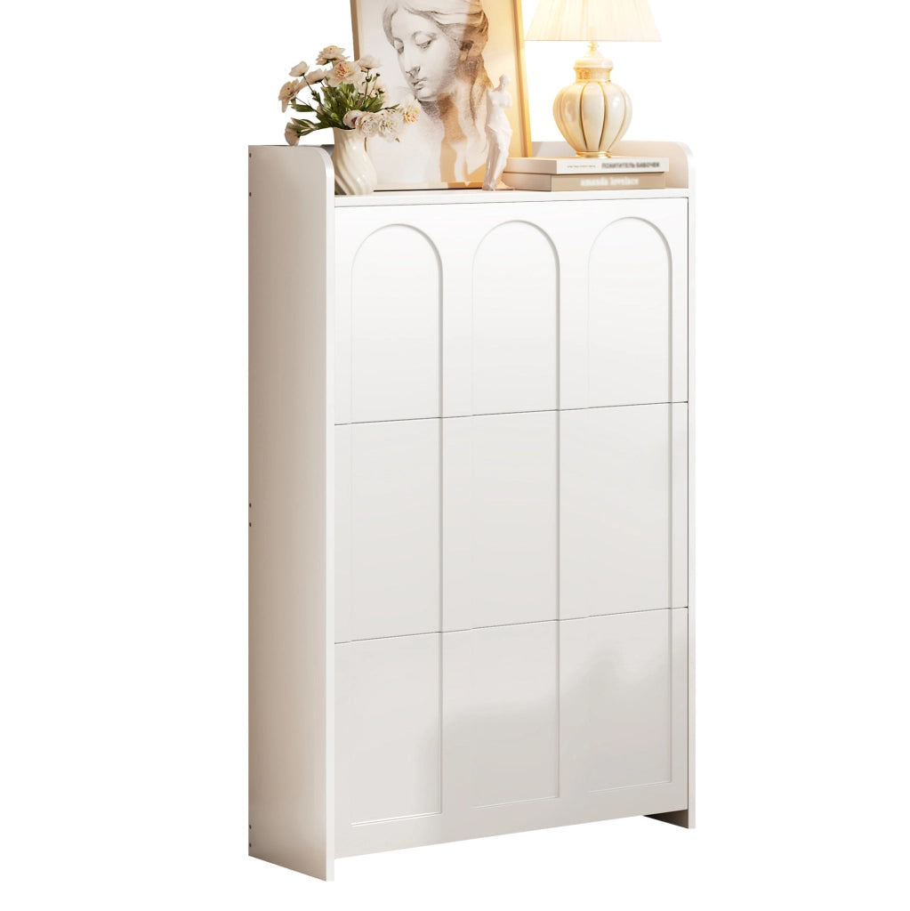 Scarpiera salvaspazio 70x25x120 cm con 6 ripiani in MDF bianca HOMVRA