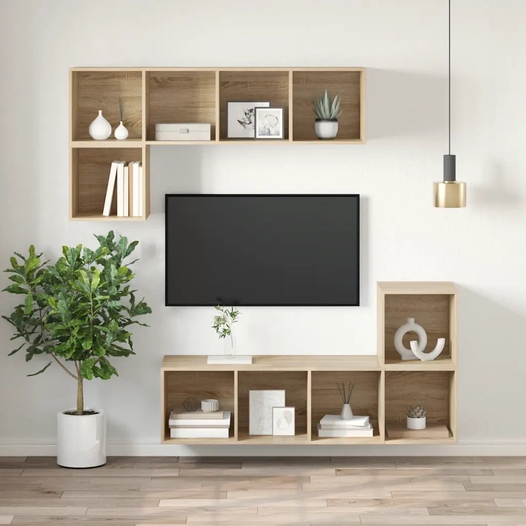 Mobile TV da Parete Rovere Sonoma 37x37x107cm Legno Multistrato 805483