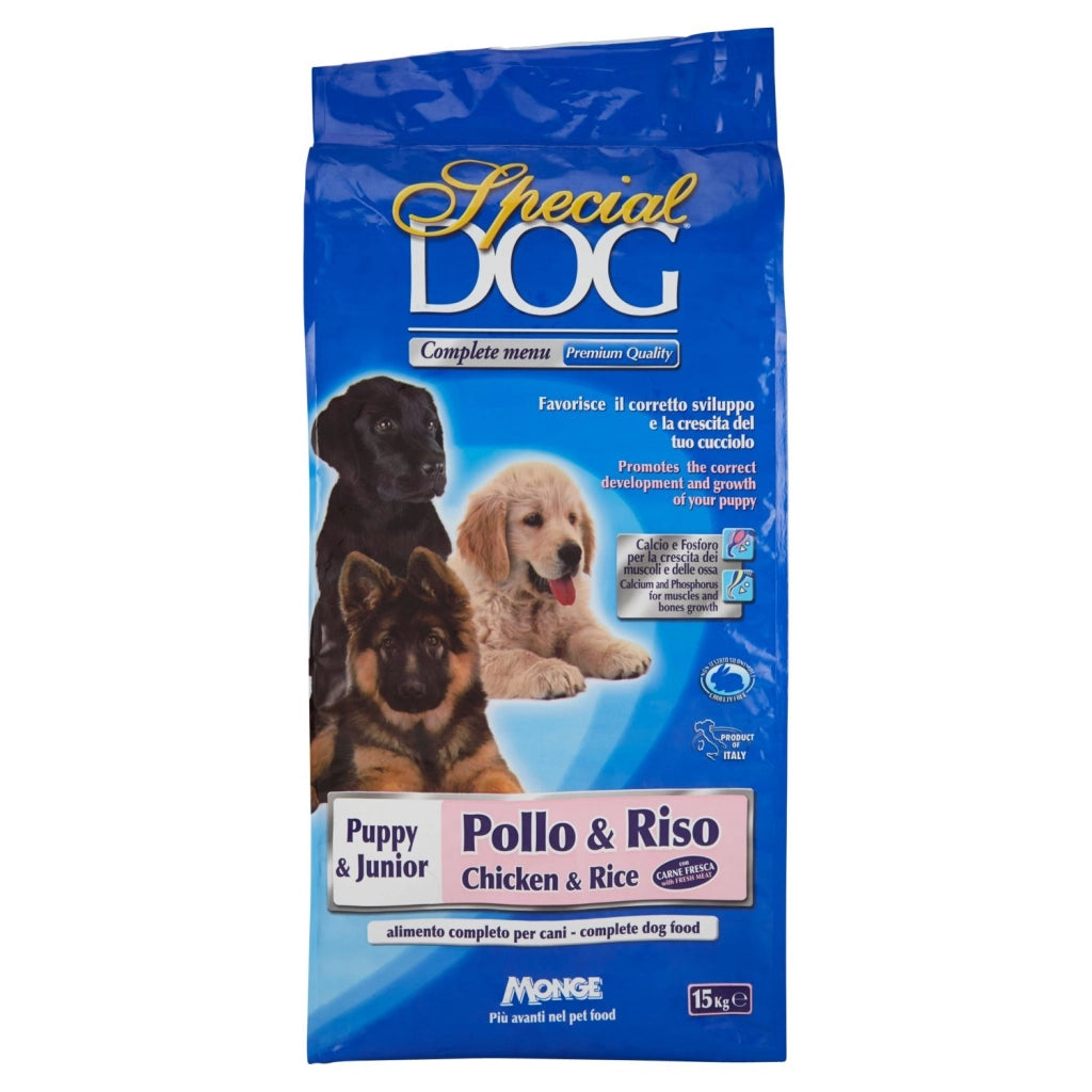 Crocchette per Cani Junior Pollo e Riso Monge Special Dog 15 kg
