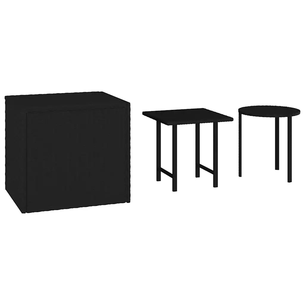 Tavolini 3 pz | Tavolo laterale Neri in Polyrattan