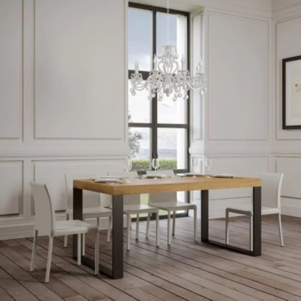 Tavolo allungabile 180/284x90 cm Tecno colore quercia natura gambe antracite