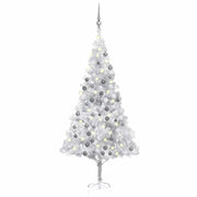 Albero di Natale Preilluminato con Palline Argento 180 cm PET 3077696