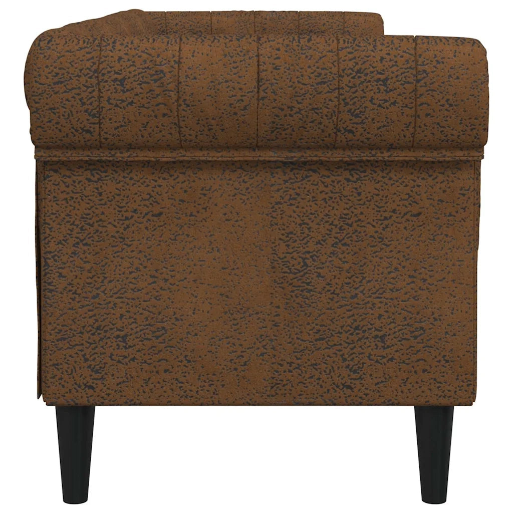 Divano Chesterfield a 3 Posti-Sofa 3 Posti-Divanetto Marrone in Tessuto