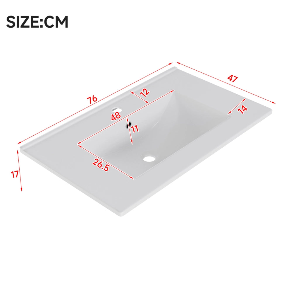 Mobile bagno sospeso 76x47x57 cm bianco in MDF con lavabo e luce LED