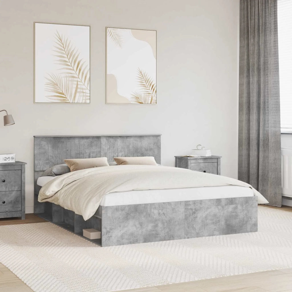 Letto matrimoniale | Letto per adulti | Struttura del letto Calcestruzzo 160 x 200 cm Pino massello