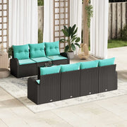 Set Divano da Giardino 8 pcs Nero e Turchese polyrattan 3354625