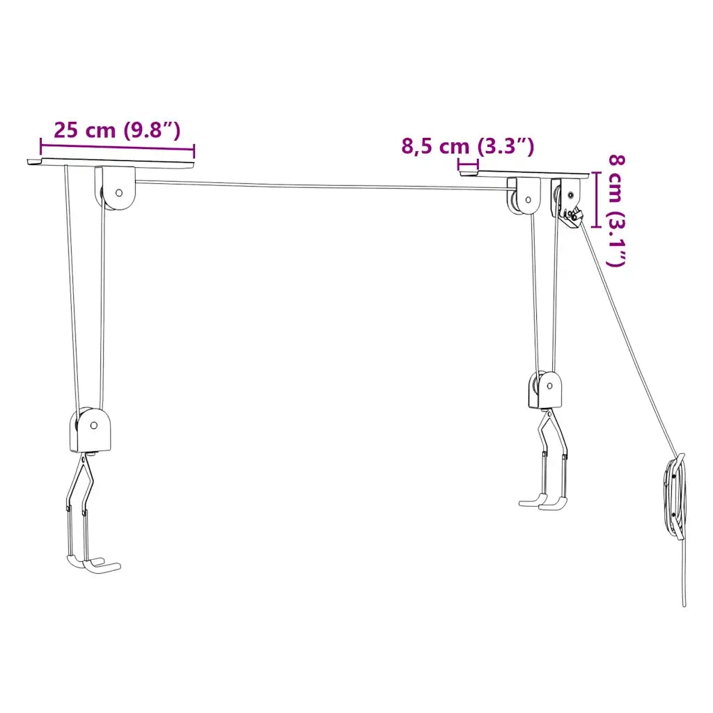 Sollevatori per Bici con Supporto a Soffitto 2 pz 20 kg CFW7242596