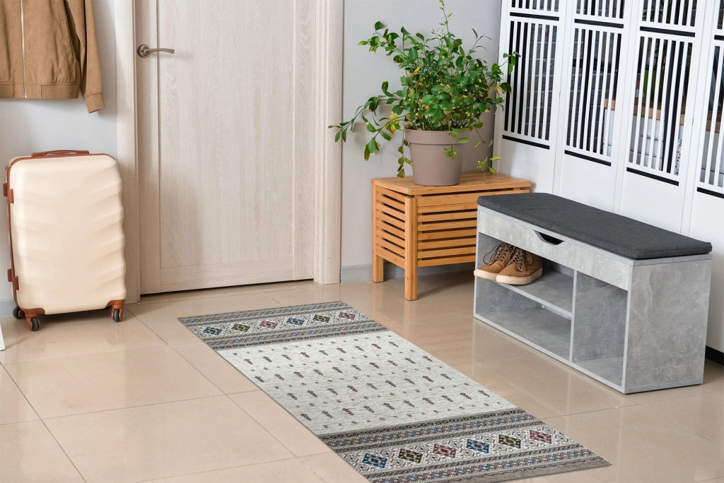 Tappeto Arredo Moderno Morbido in Ciniglia Ingresso Antiscivolo Prodotto Italiano  Soggiorno Camera Salotto Disegni Piazzati Cotone Varie Misure Grande Loom/Fango - 65x220 cm