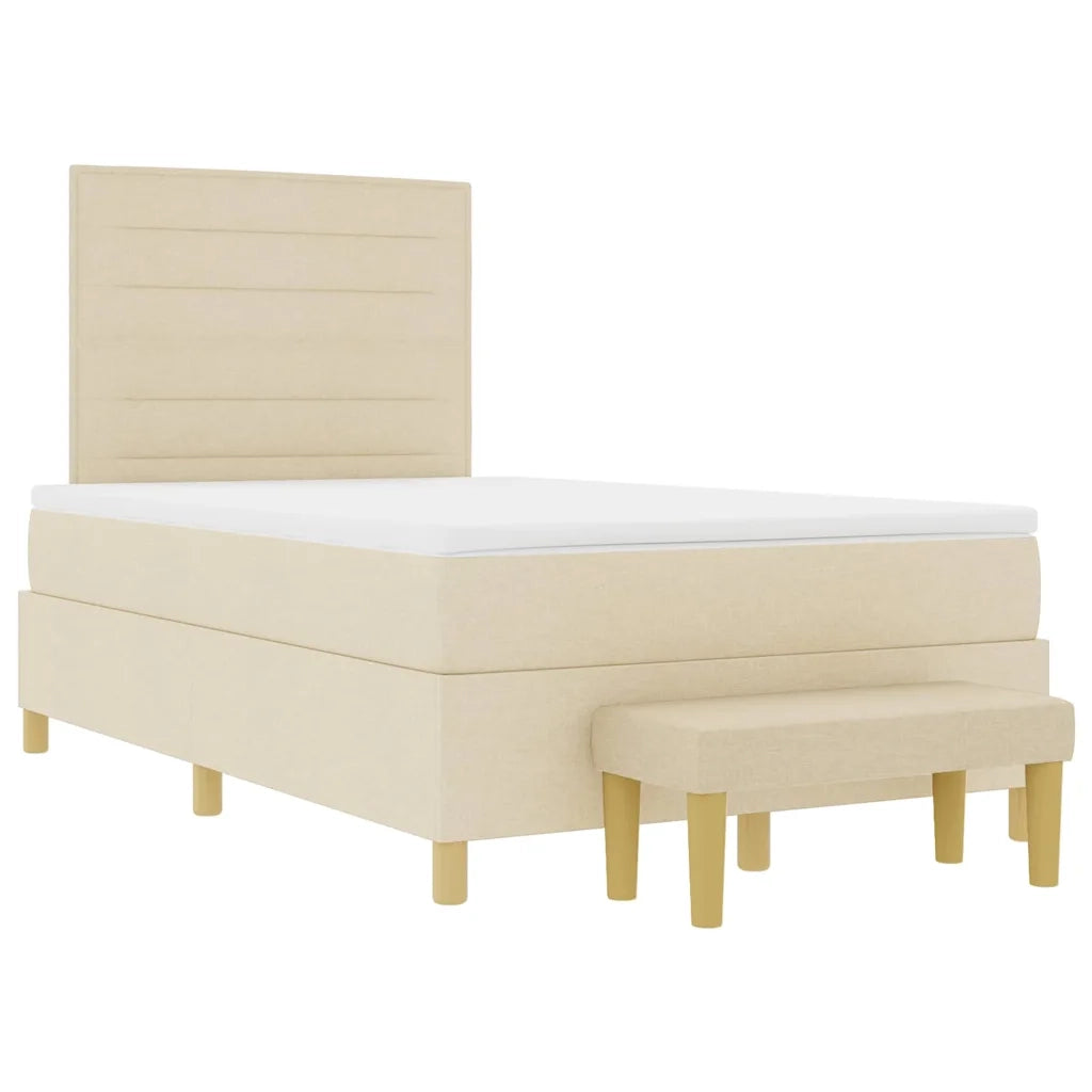 Letto a molle con testiera Crema 200 x 120 cm Tessuto 3344217