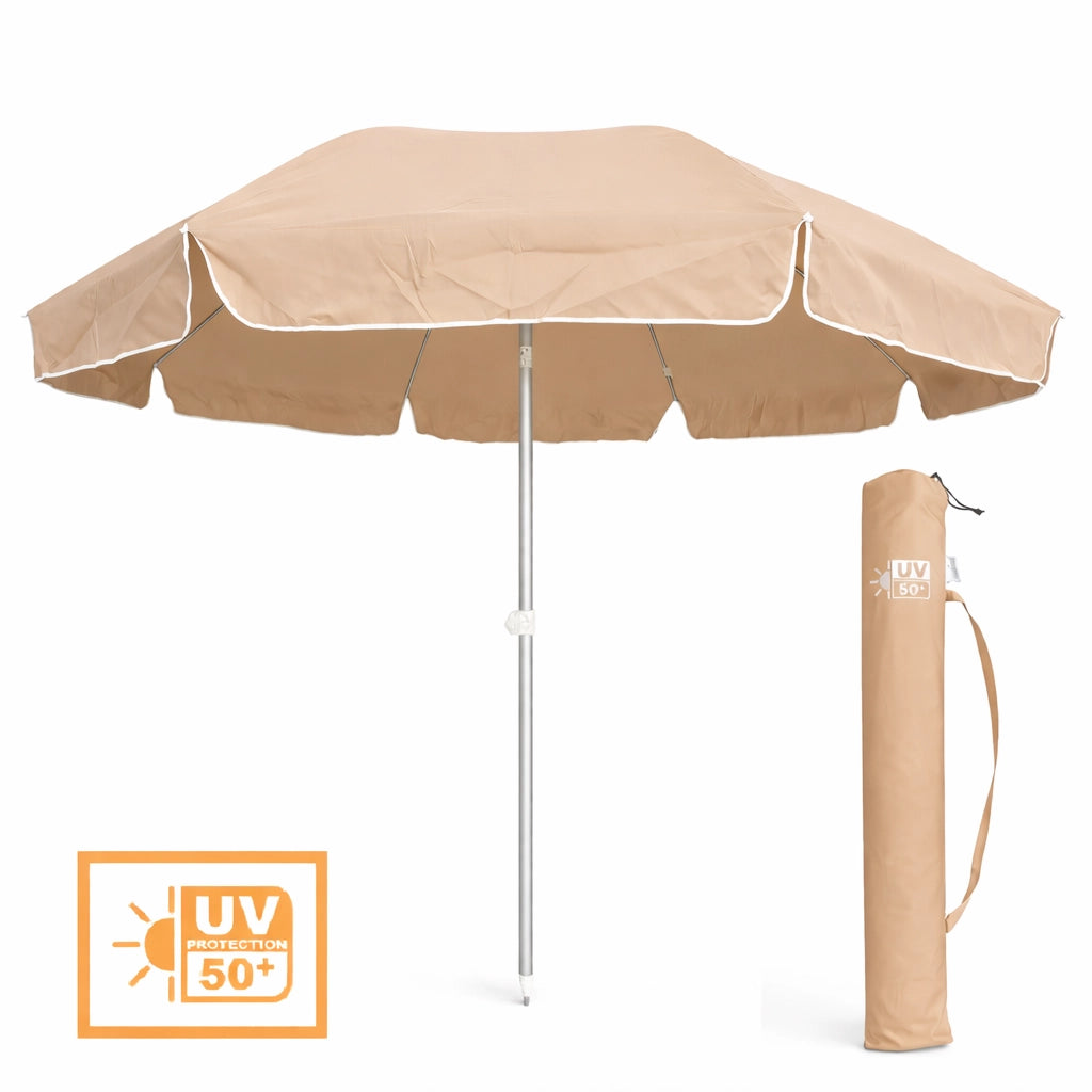 Ombrellone Mare Spiaggia 240 cm Antivento Alluminio UV50+ Inclinabile con Custodia e Trivella