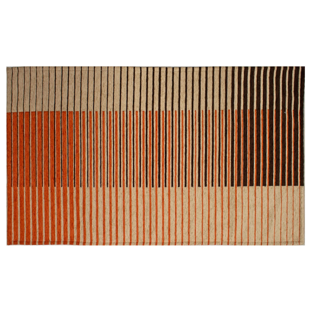Tappeto Arredo Moderno Morbido in Ciniglia Ingresso Antiscivolo Prodotto Italiano  Soggiorno Camera Salotto Disegni Piazzati Cotone Varie Misure Grande Neon/Ruggine - 160x240 cm
