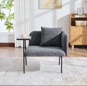 Poltrona relax in ciniglia grigio scuro con tavolino laterale e 2 tasche HOMVRA