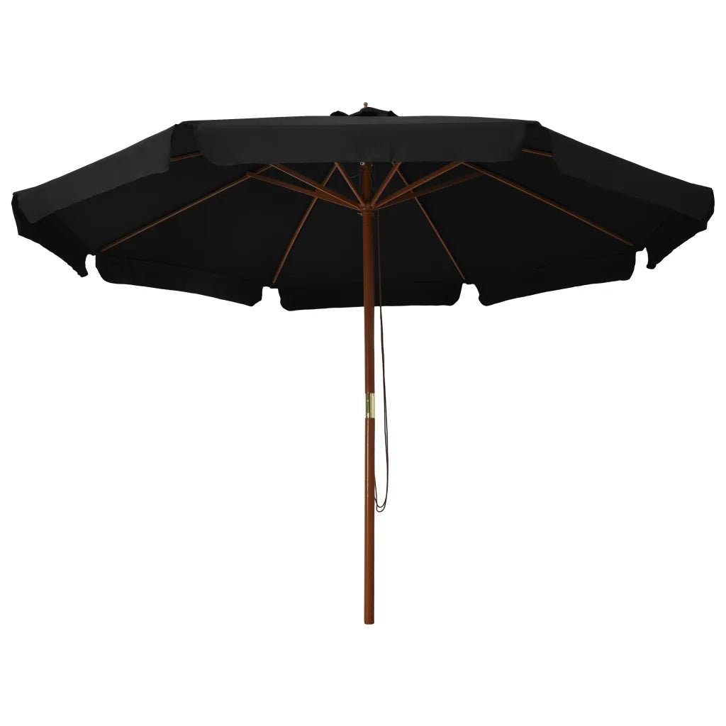 Ombrellone da Esterni-Ombrello da giardino con Palo in Legno 330 cm Nero