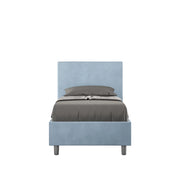 BS COM Letto singolo con rete imbottito 90x190 microfibra azzurro