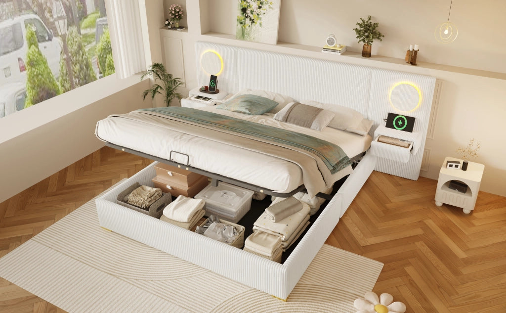 letto imbottito velluto beige 180 x 200 cm