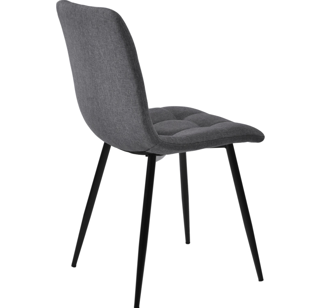 Set tavolo da pranzo 140x80 cm con 4 sedie in lino grigio scuro e struttura nera
