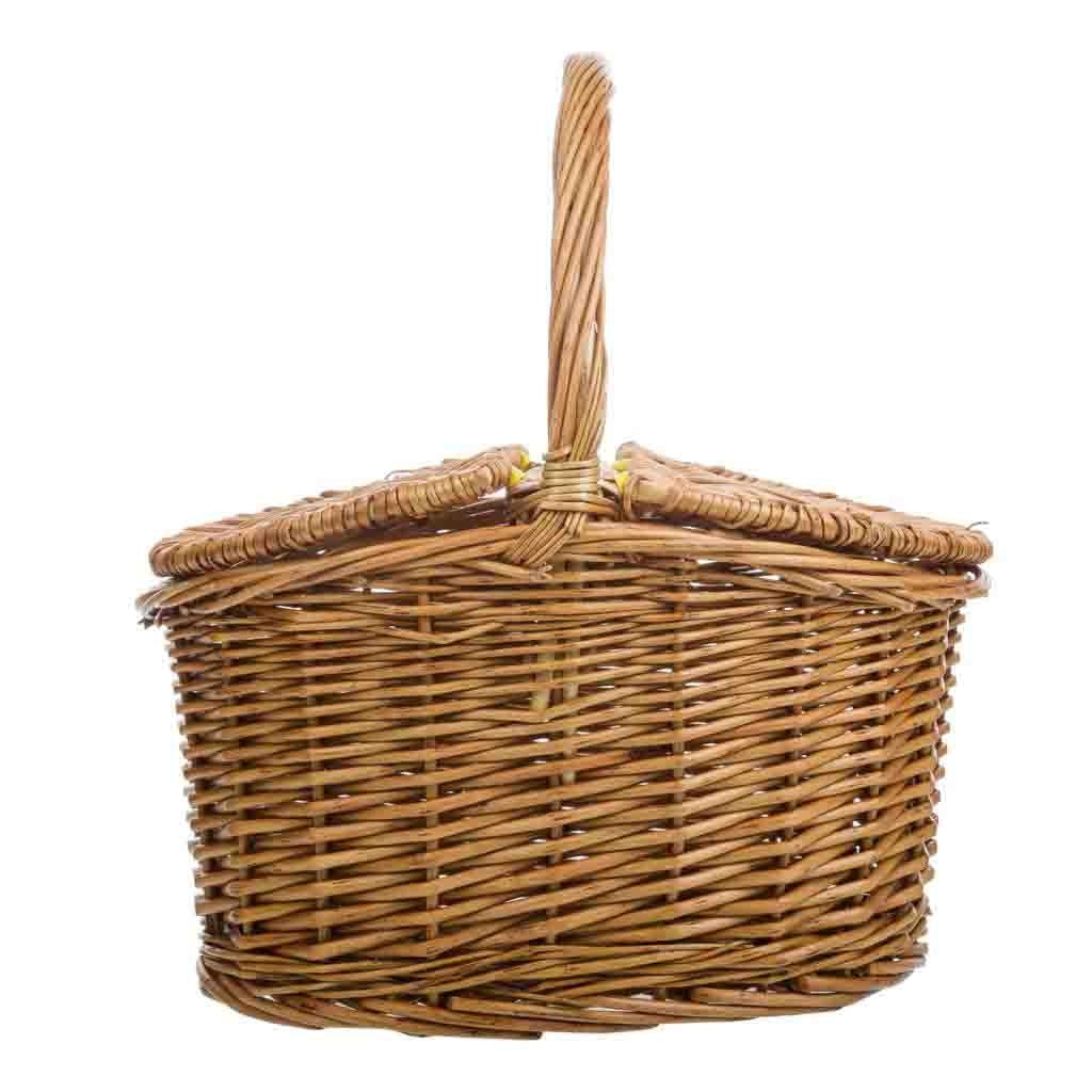 Cesto in vimini marrone con coperchio 28x22x15/31h