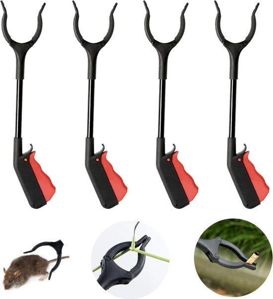 Gancio in gomma per raccogliere rifiuti - 4 pezzi Raccoglitore di rifiuti corto per anziani e bambini con disabilità - Raccoglitore di rifiuti 30 cm
