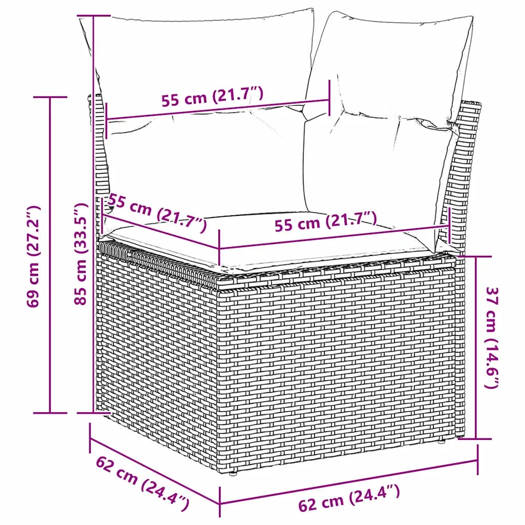 Set Divano da Giardino con cuscino 9 pcs Beige Poly Rattan 3345420