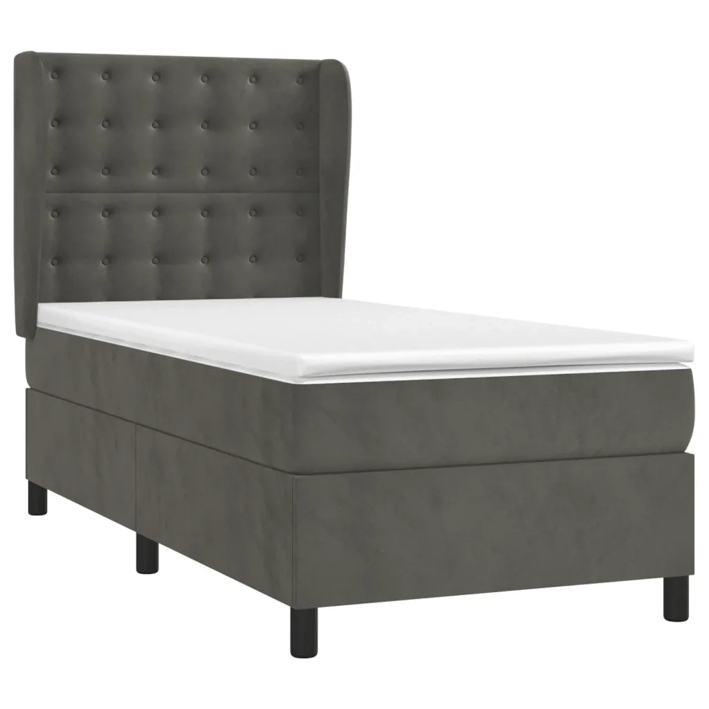 Giroletto a Molle con Materasso-Struttura Letto Grigio Scuro 80x200 cm Velluto 675595