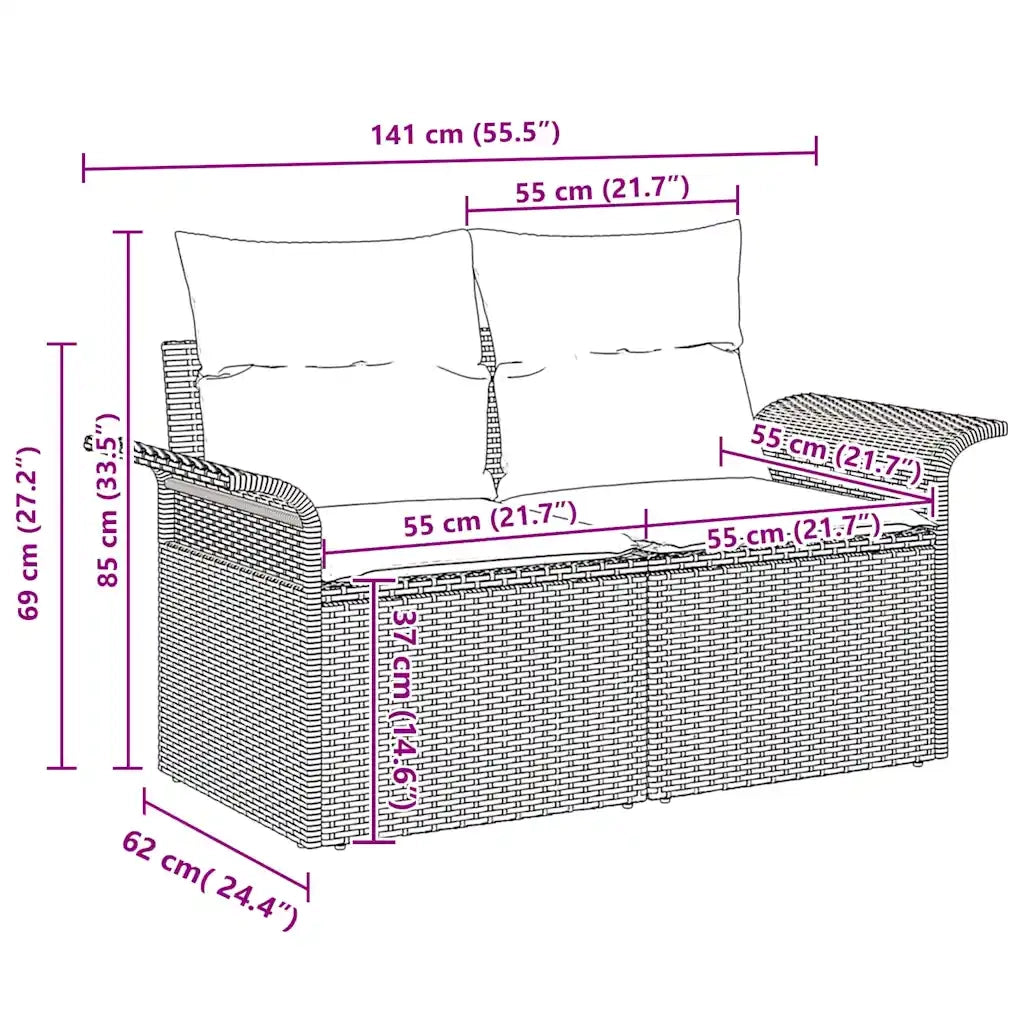 Set Divano da Giardino con cuscino 6 pcs Beige polyrattan 3347266
