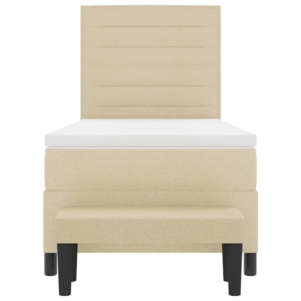 Letto a molle con testiera Crema 90 x 200 cm Tessuto 3343965