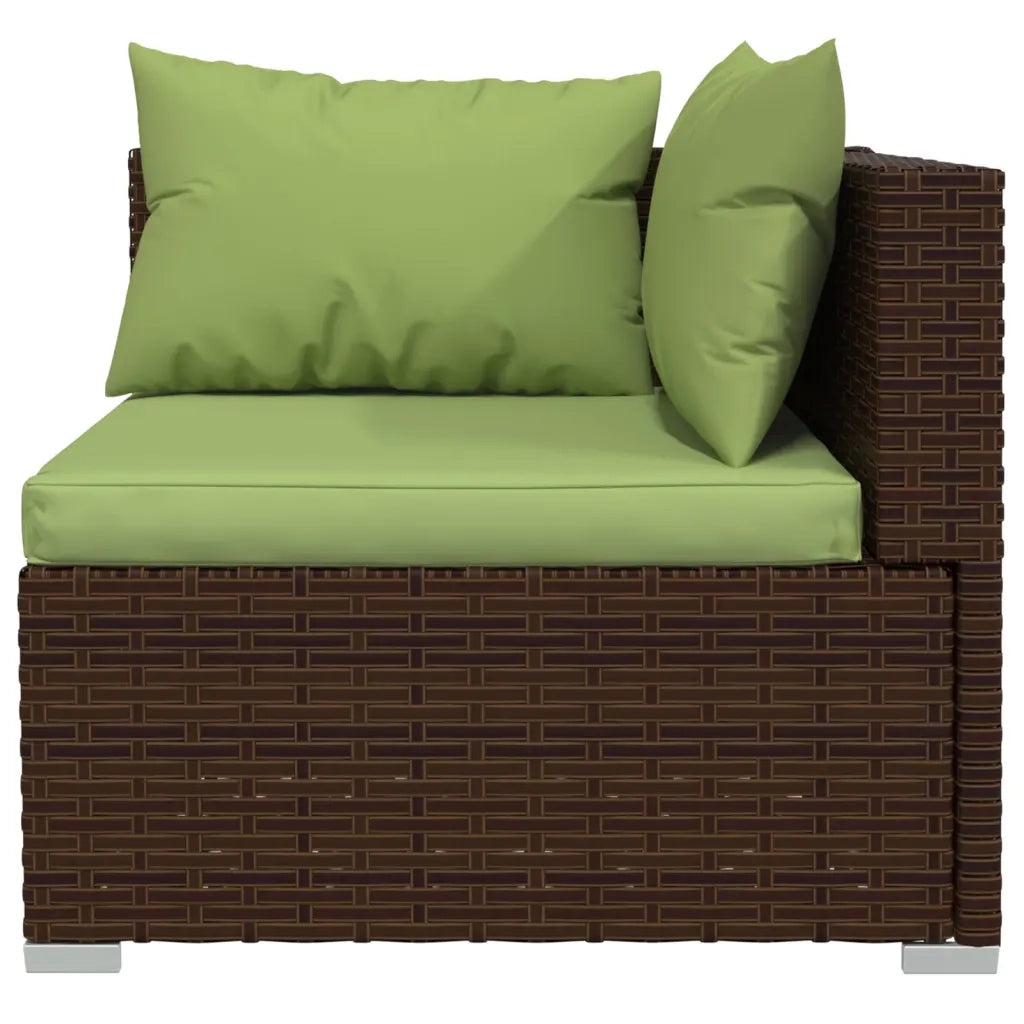 Set Divani da Giardino 9 pz con Cuscini in Polyrattan Marrone 3102764
