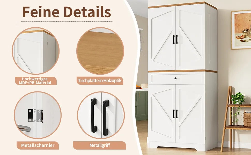Mobile da cucina moderno 80x40x180 cm in MDF e truciolato, con 12 vani porta e cassetti. Credenza snack per soggiorno, cucina e sala da pranzo