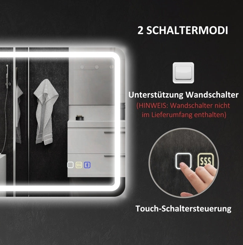 Specchio da bagno LED Bluetooth con funzione antiappannamento