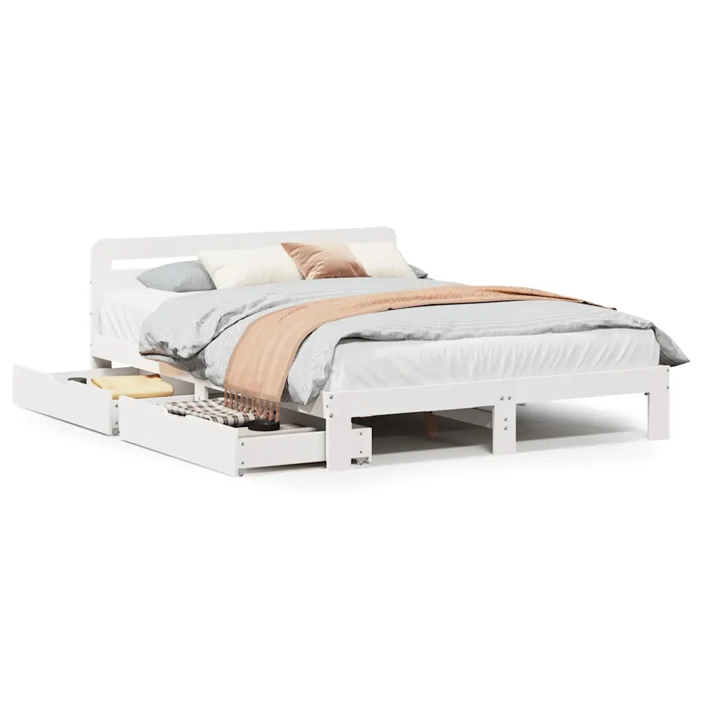 Letto senza Materasso Bianco 135x190 cm Legno Massello di Pino 3309870